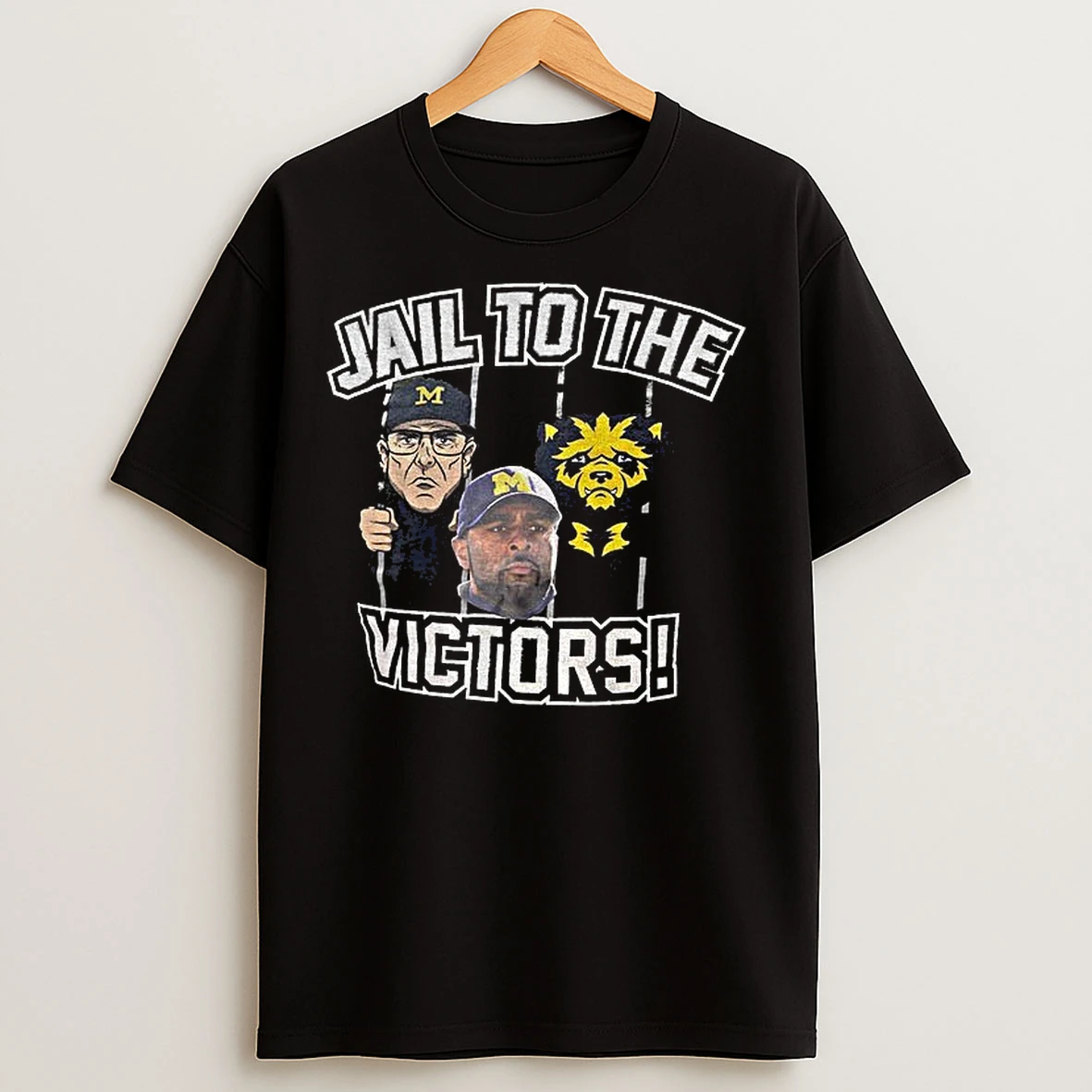 Classic Jim Harbaugh And Sherrone Moore Jail To The Victors Michigan Wolverines T Shirts