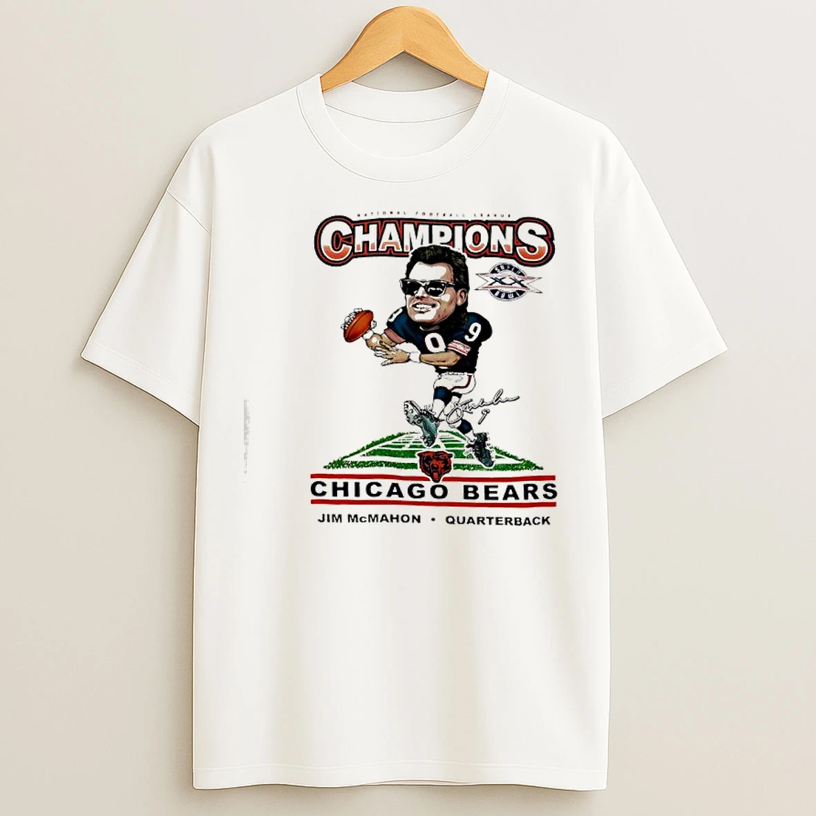 Classic Jim Mcmahon Chicago Bears Super Bowl Xx Champions Caricature T Shirts