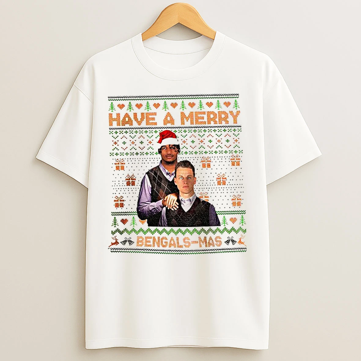 Classic Joe Burrow And Jamarr Chase Cincinnati Bengals Stepbrothers Have A Merry Bengals Mas Christmas T Shirts