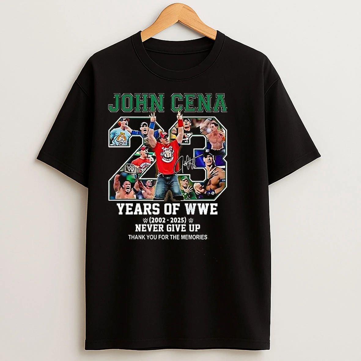 Classic John Cena 23 Years Of Wwe 2002 2025 Thank You For The Memories Signature T Shirts