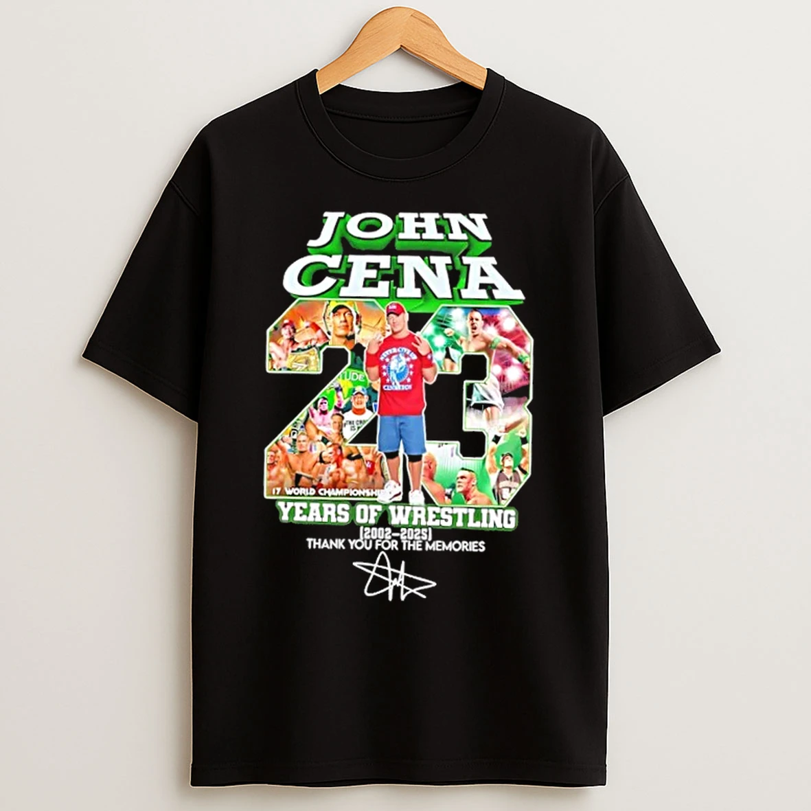 Classic John Cena 23 Years Of Wrestling 2002 2025 Thank You For The Memories Signature T Shirts