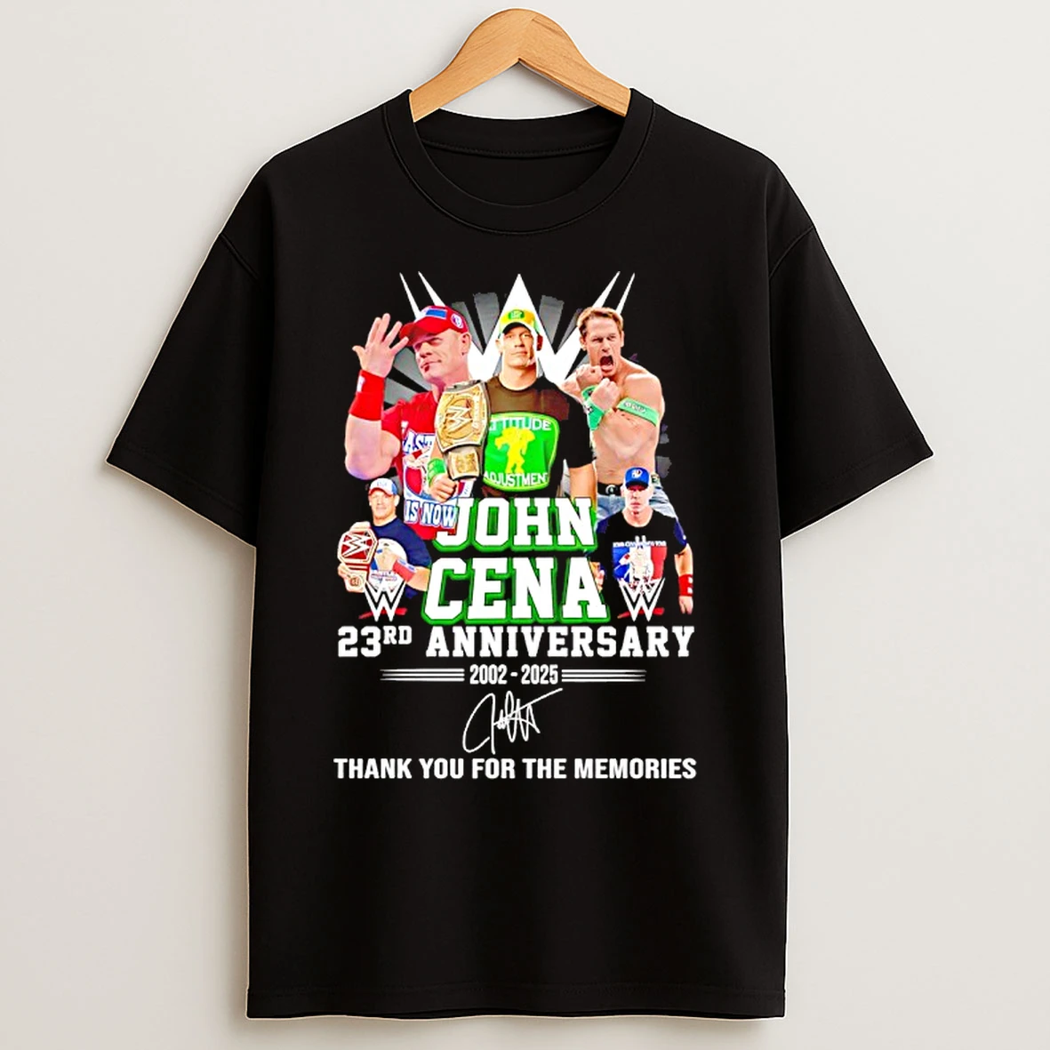 Classic John Cena 23rd Anniversary 2002 2025 Thank You For The Memories T Shirts