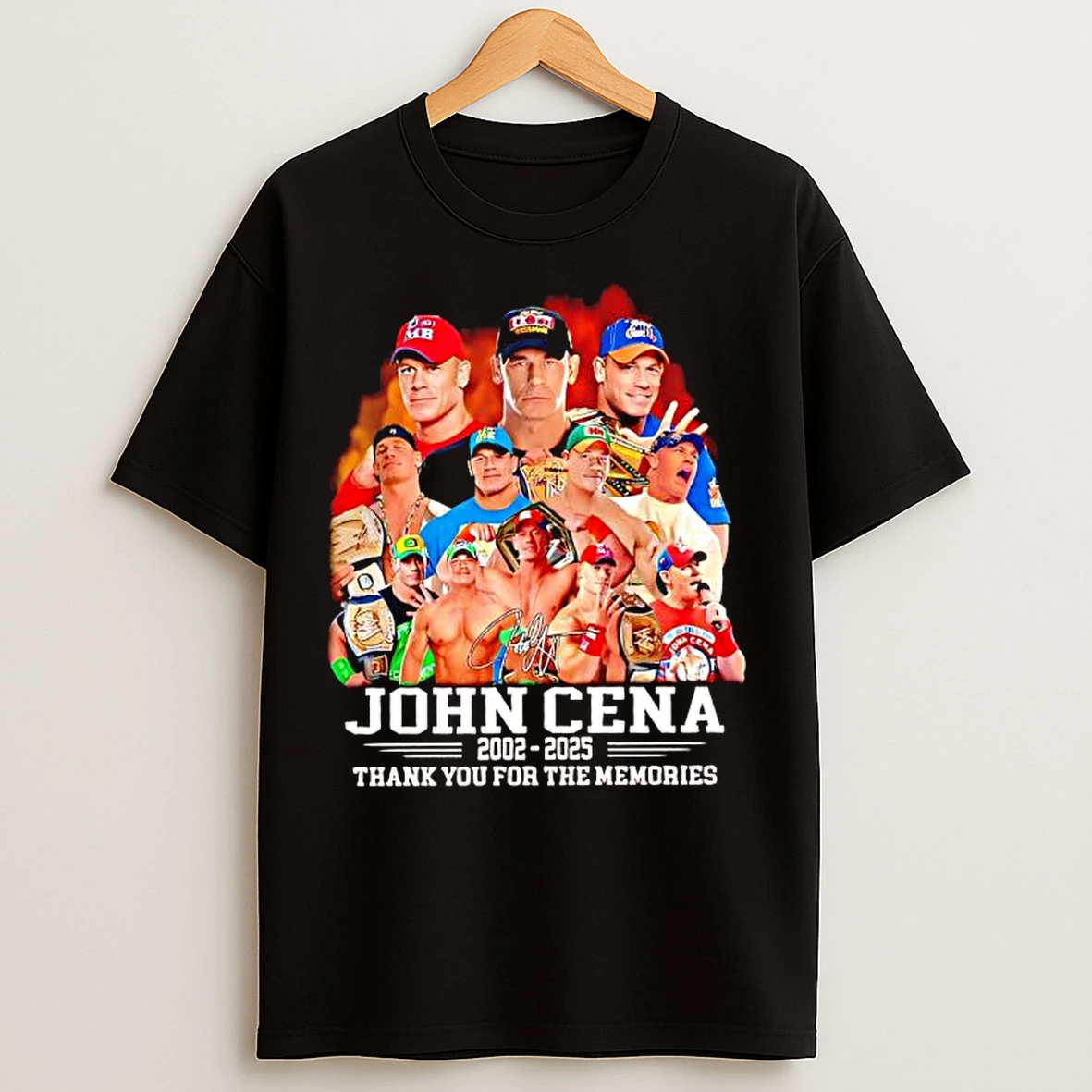 Classic John Cenas Wwe Evolution 2002 To 2025 Thank You T Shirts