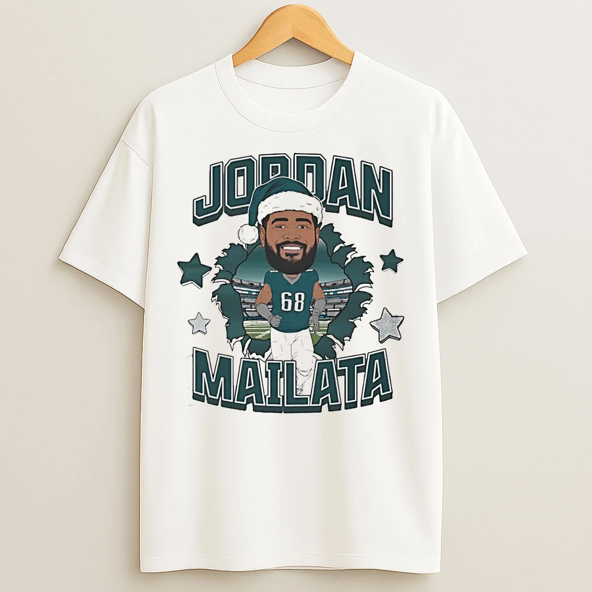 Classic Jordan Mailata Santa Philadelphia Eagles T Shirts
