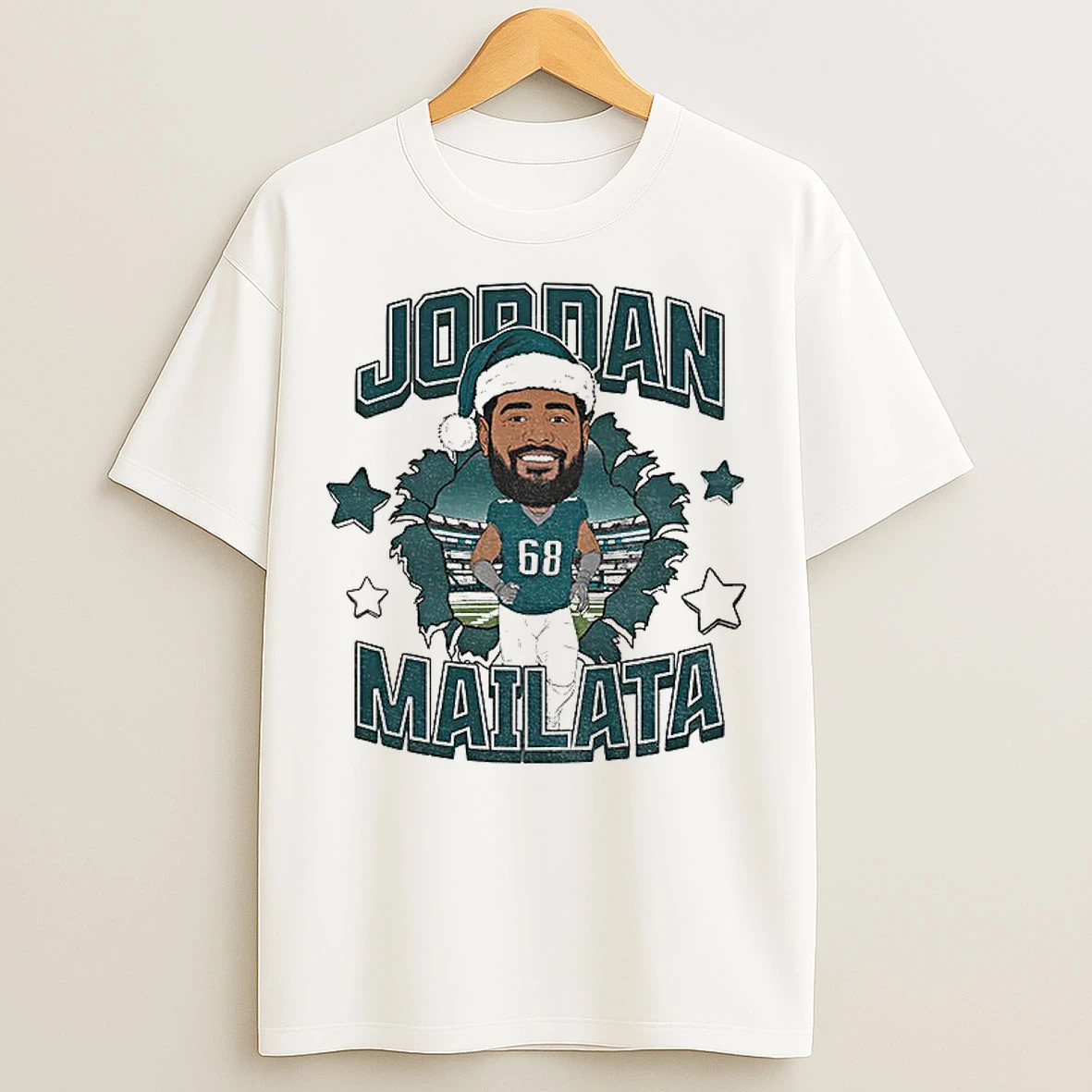 Classic Jordan Mailata Santa Hat Philadelphia Eagles Football Nfl Merry Christmas T Shirts