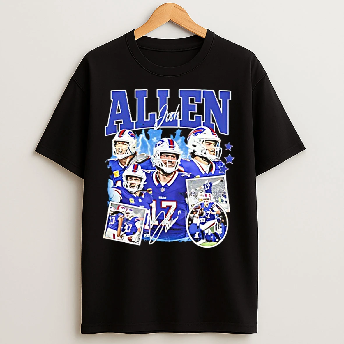 Classic Josh Allen Buffalo Bills Player Collage Signature T Shirts
