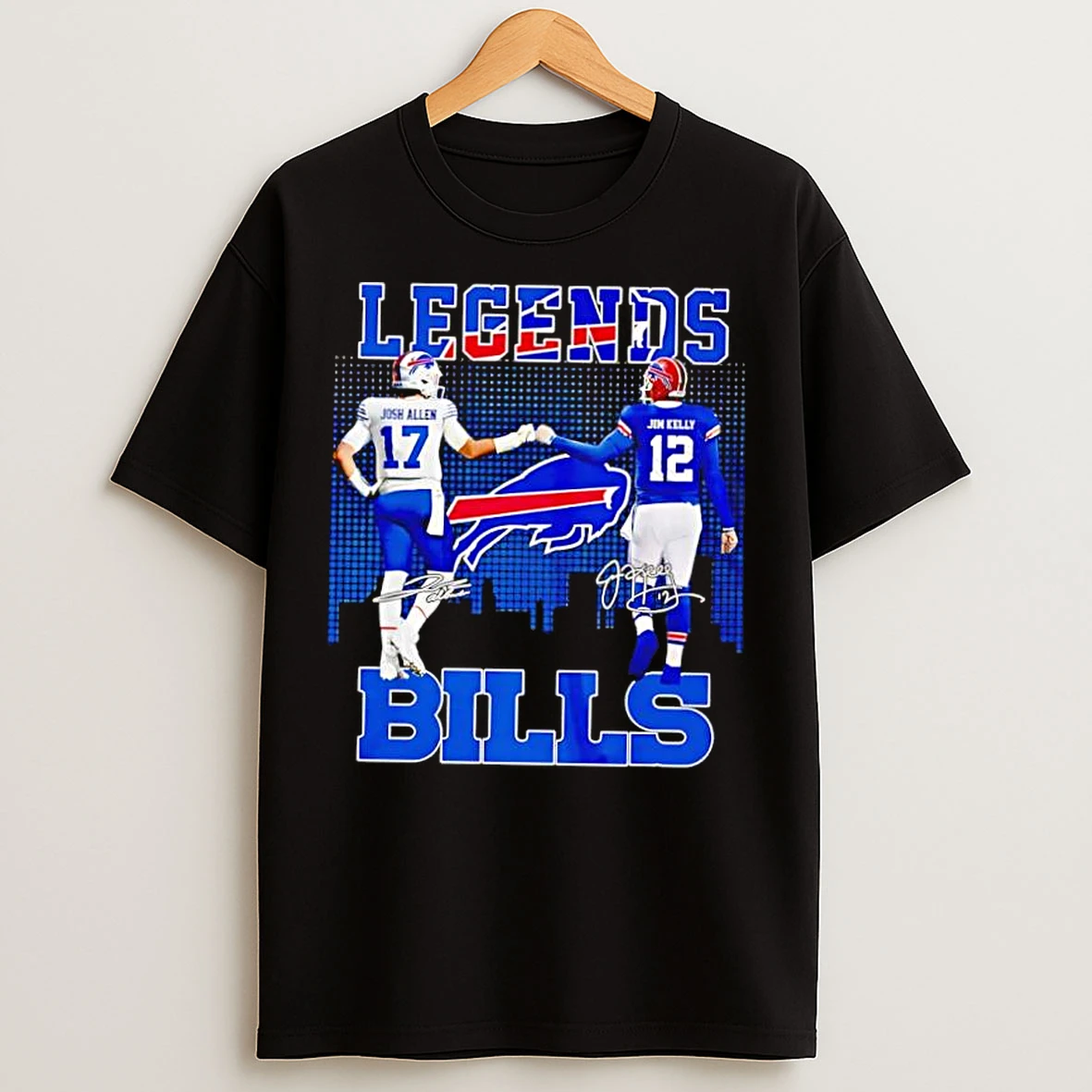 Classic Josh Allen X Jim Kelly Buffalo Bills Legends Signatue T Shirts