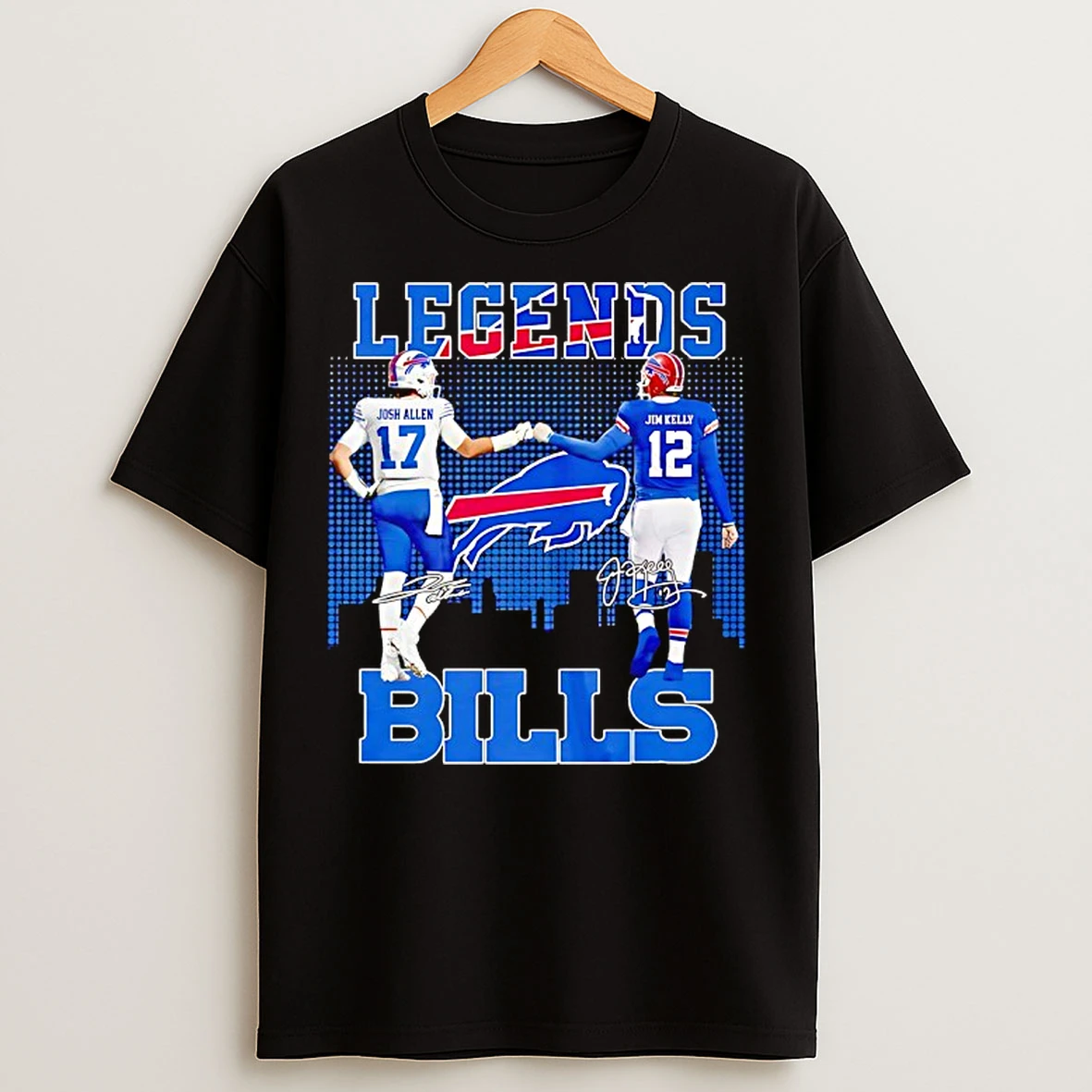 Classic Josh Allen X Jim Kelly Buffalo Bills Football Legends Signature T Shirts