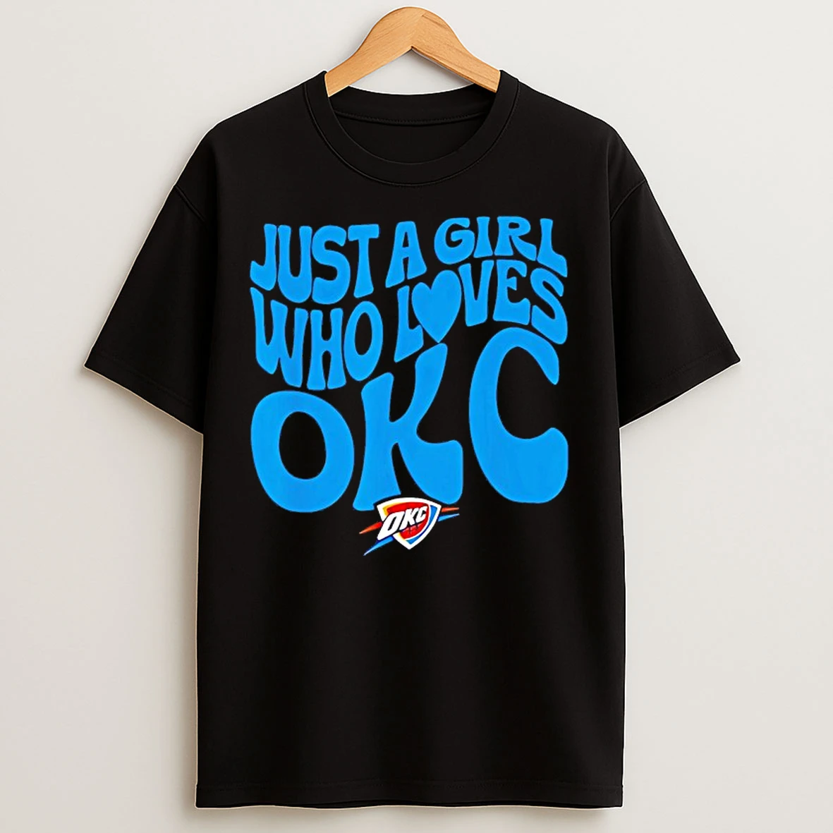 Classic Just A Girl Who Loves Okc Logo T Shirts