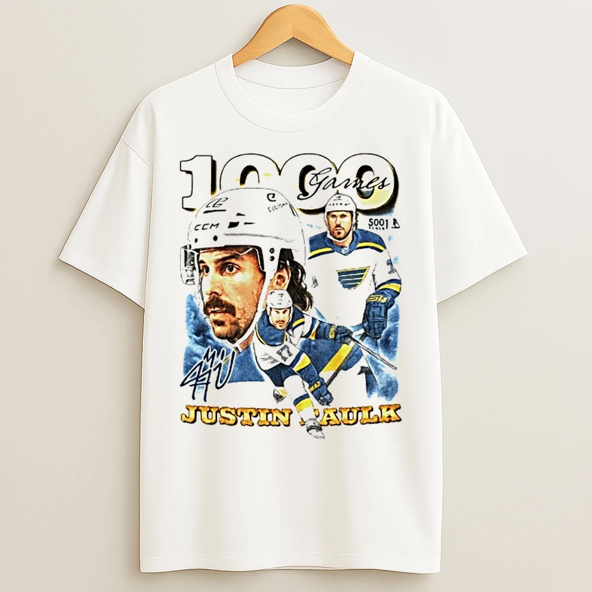Classic Justin Faulk St Louis Blues 1000 Games T Shirts