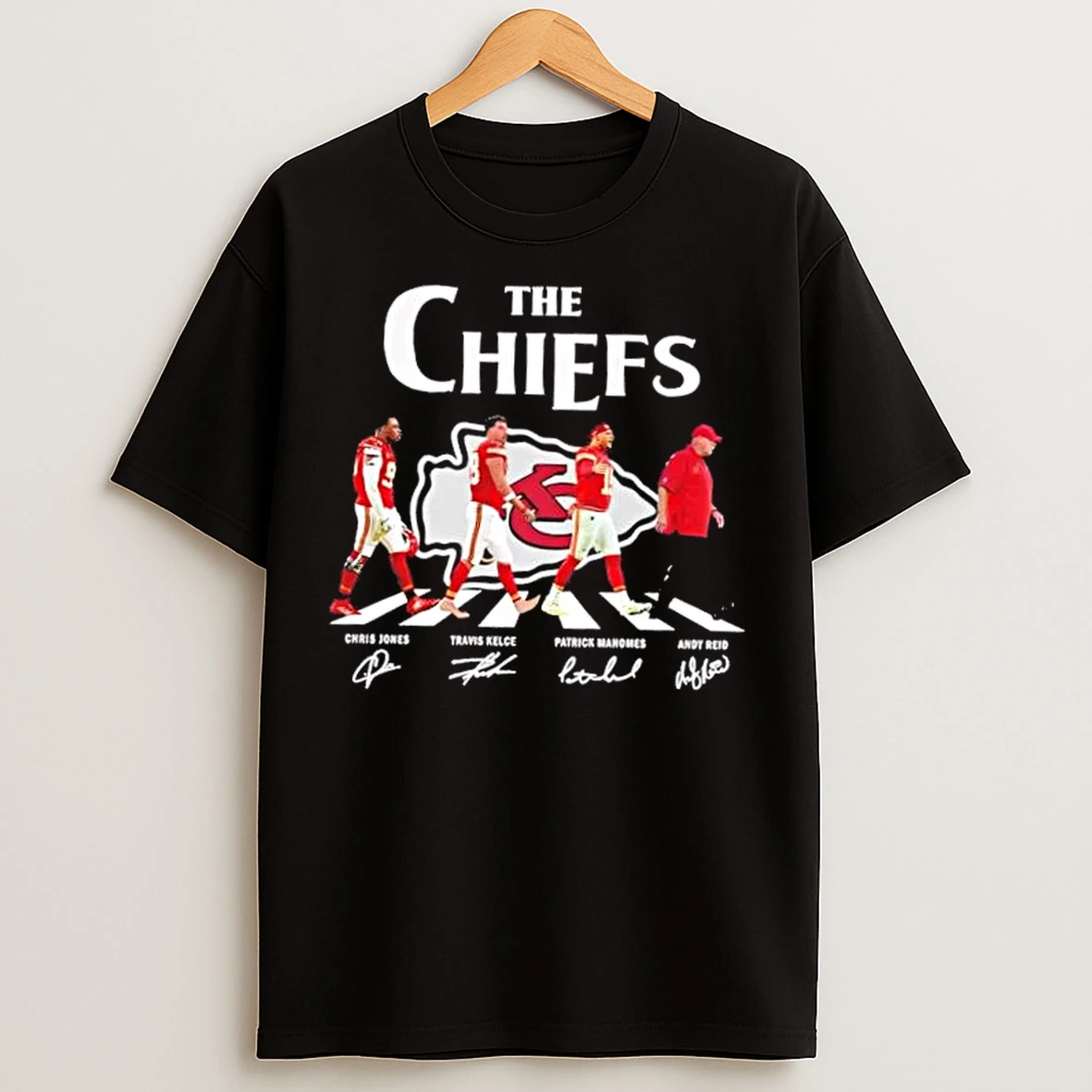 Classic Kansas City Chiefs Andy Reid Patrick Mahomes Travis Kelce Chris Jones Abbey Road Signatures T Shirts