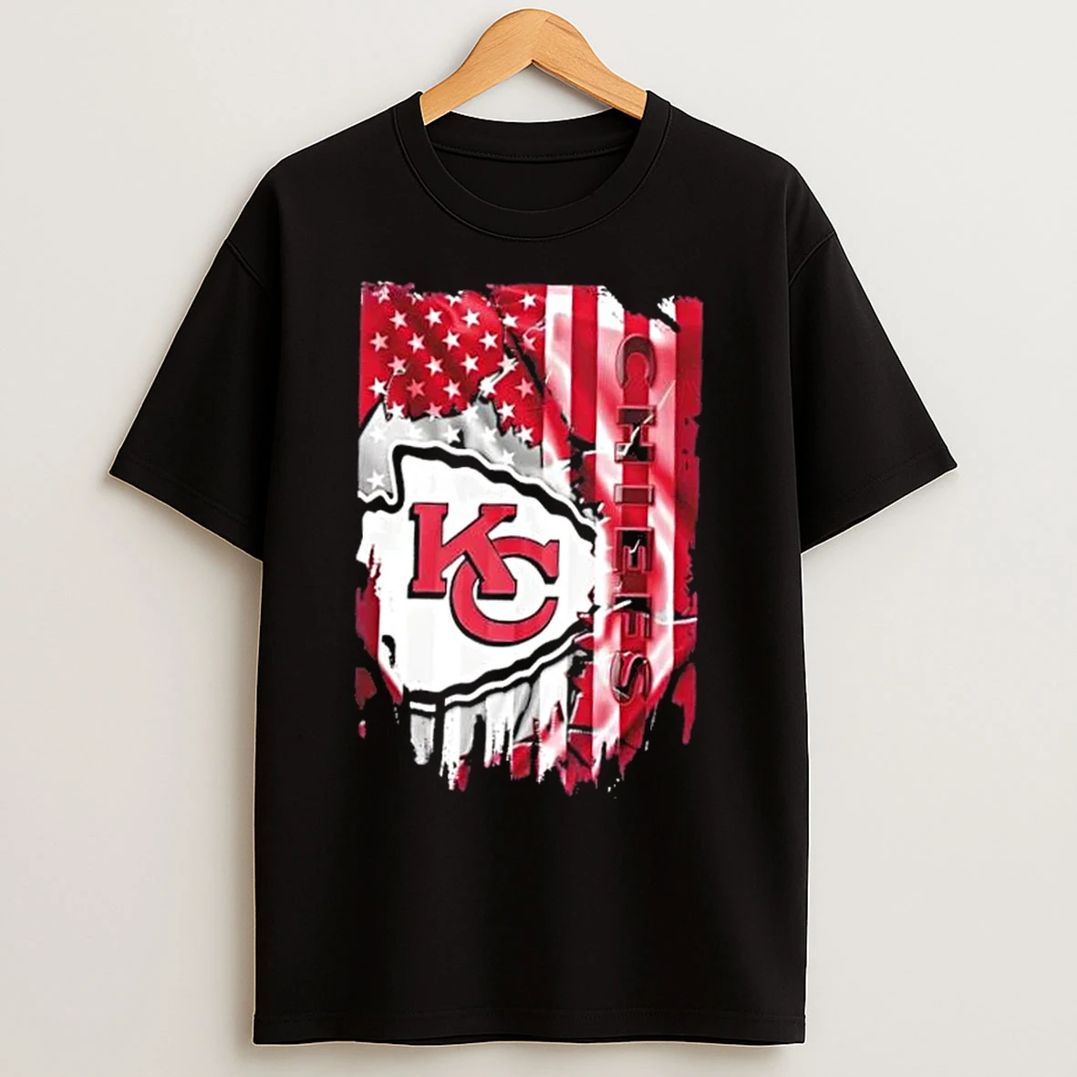 Classic Kansas City Chiefs Football X American Flag T Shirts