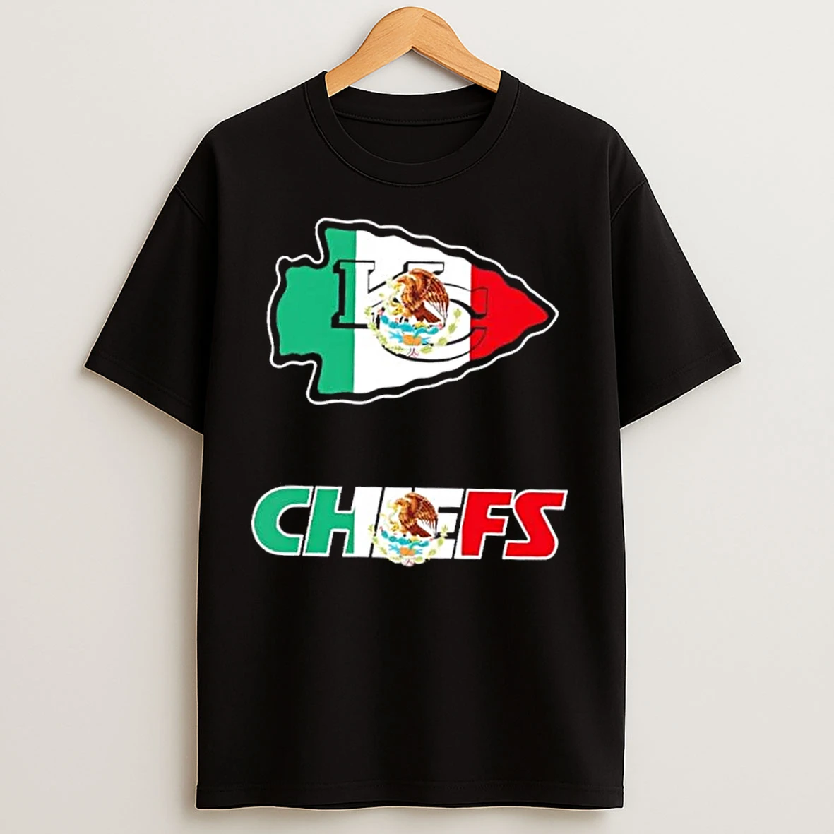Classic Kansas City Chiefs Football X Mexican Flag Logo T Shirts