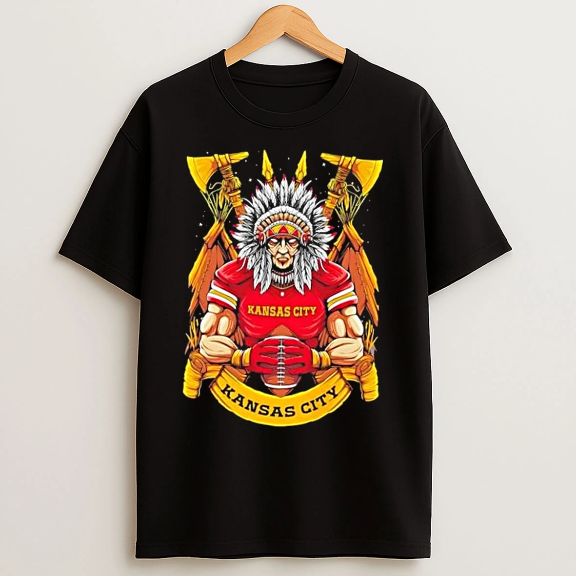 Classic Kansas City Chiefs Football Mascot Hug The Ball T Shirts