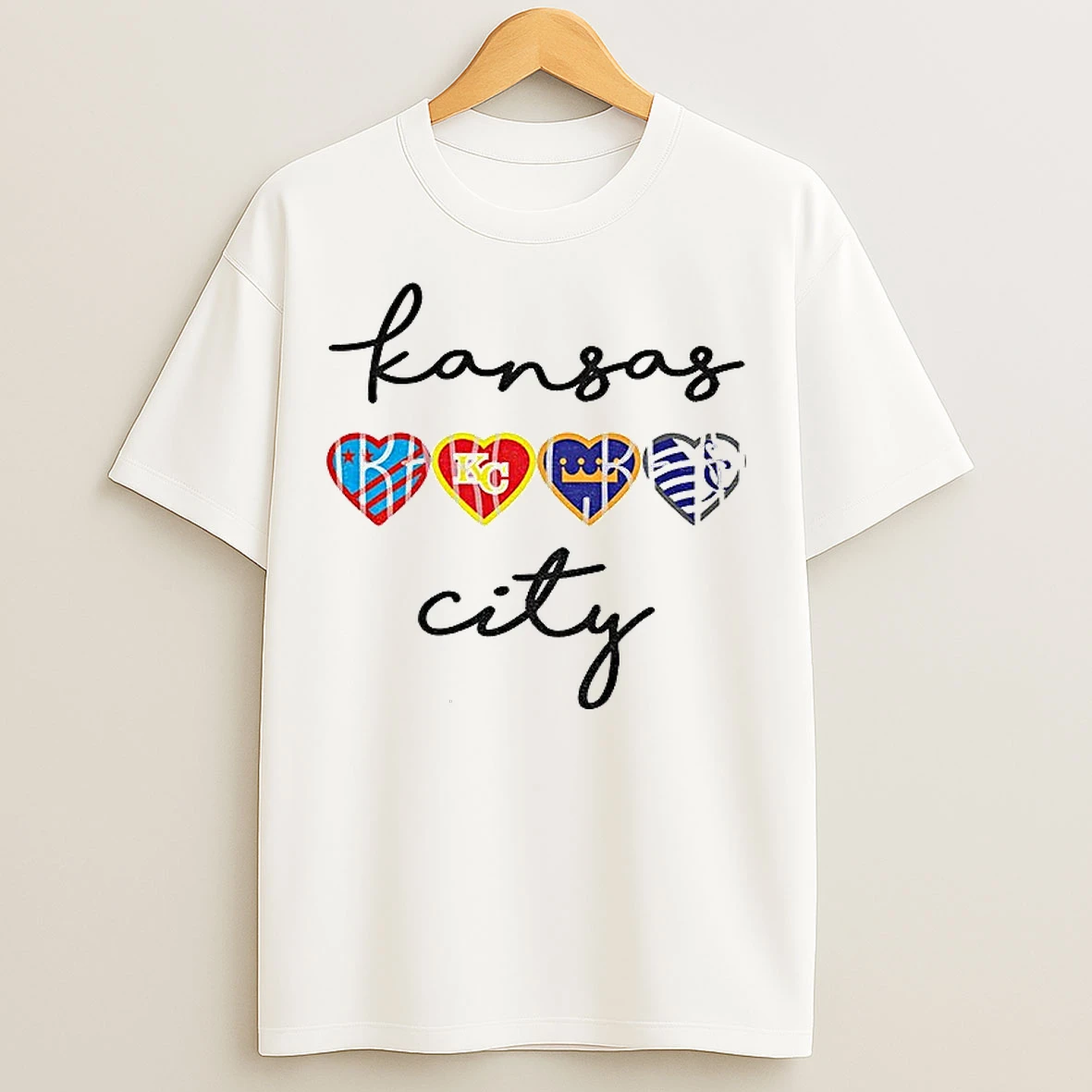 Classic Kansas City Hearts Sports Teams Kc Chiefs Royals Sporting T Shirts