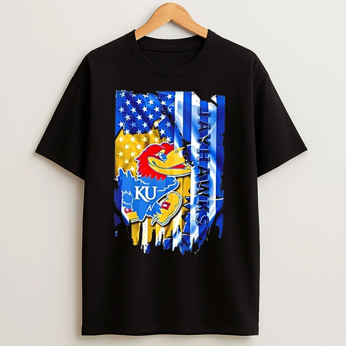 Classic Kansas Jayhawks Football X American Flag T Shirts