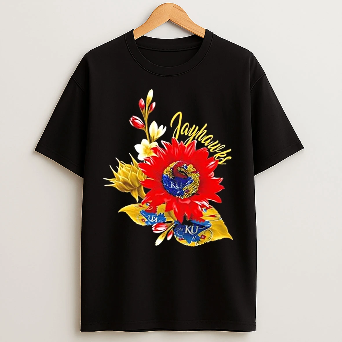 Classic Kansas Jayhawks Football X Sunflower Floral T Shirts