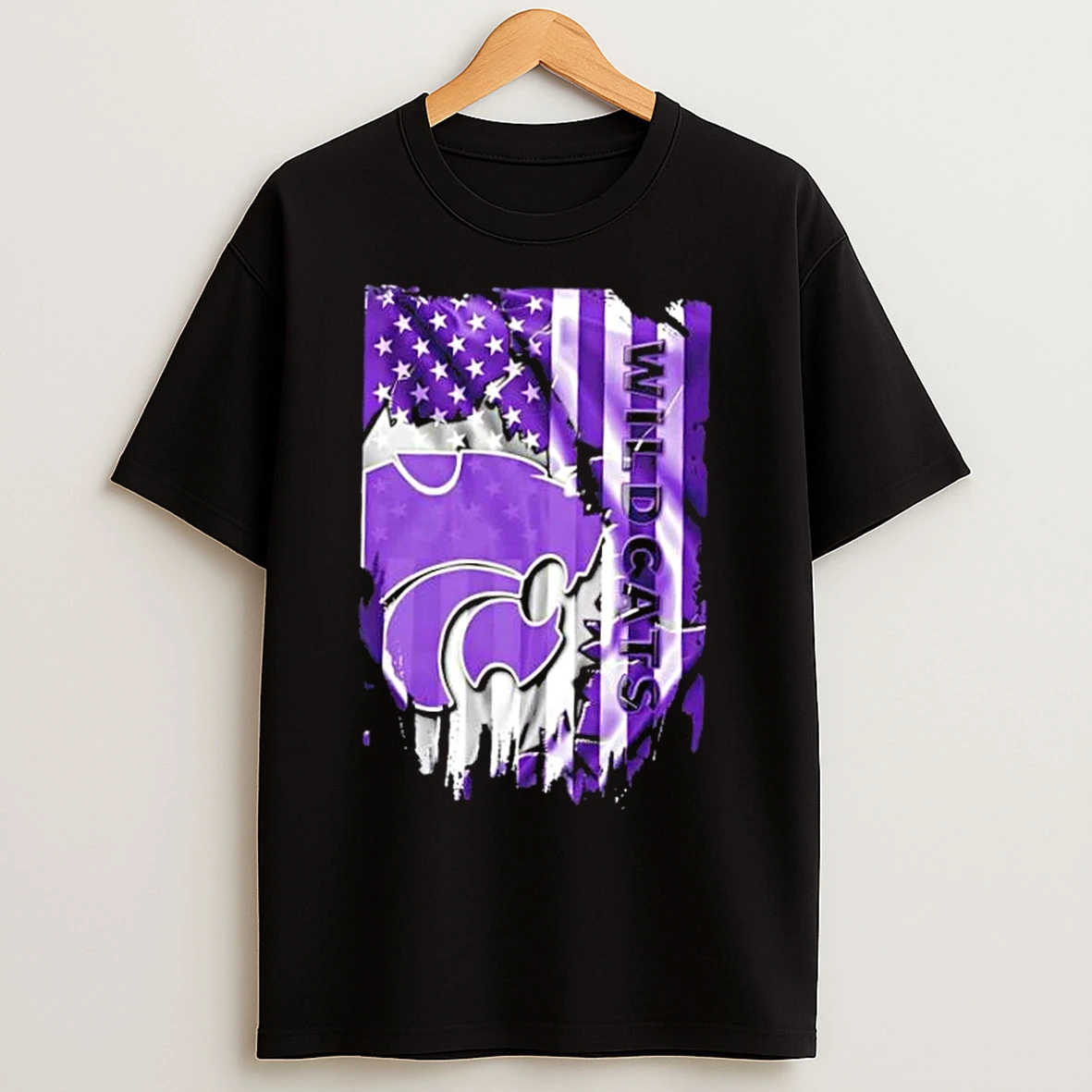 Classic Kansas State Wildcats Football X American Flag T Shirts