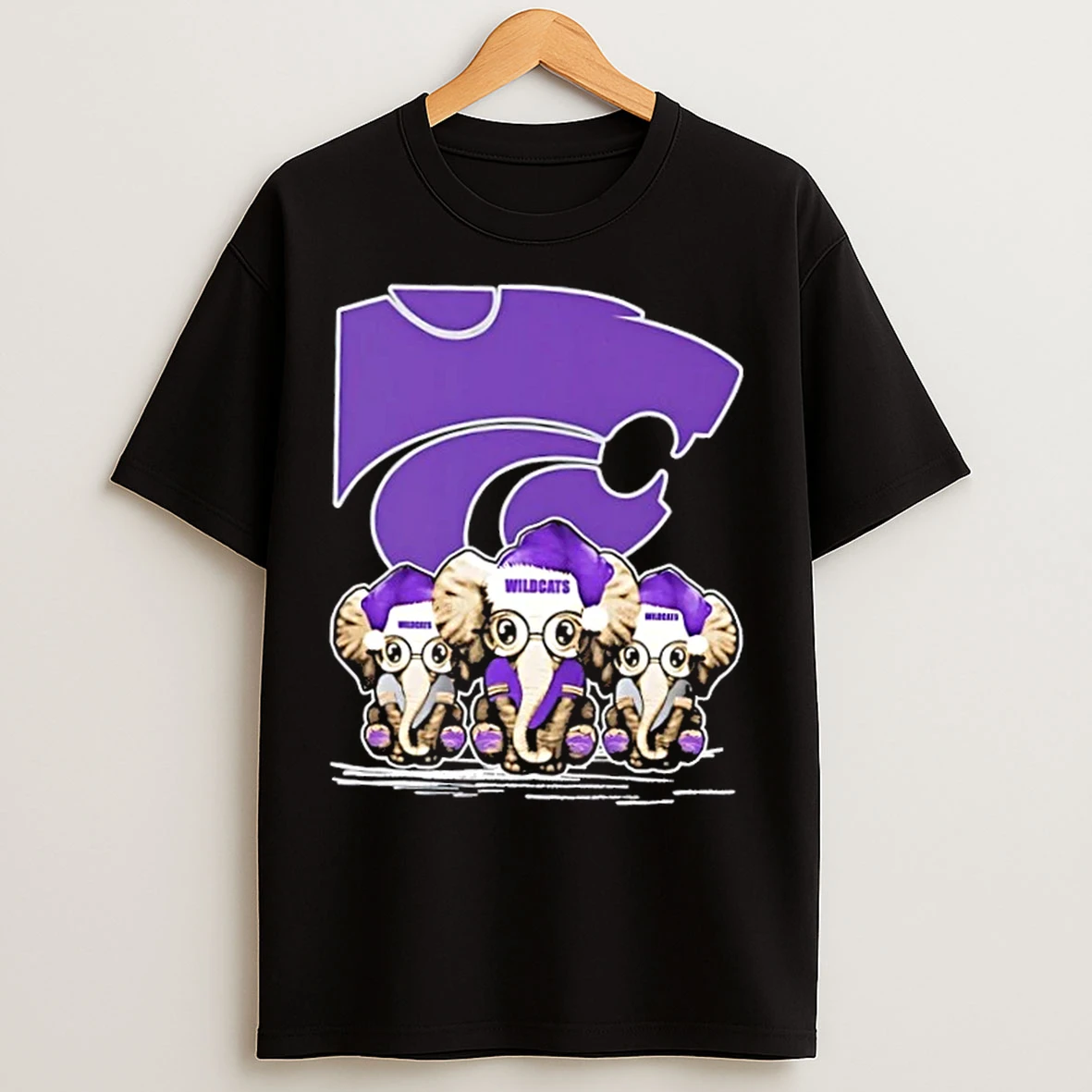 Classic Kansas State Wildcats X Elephants Santa Hat Merry Christmas T Shirts