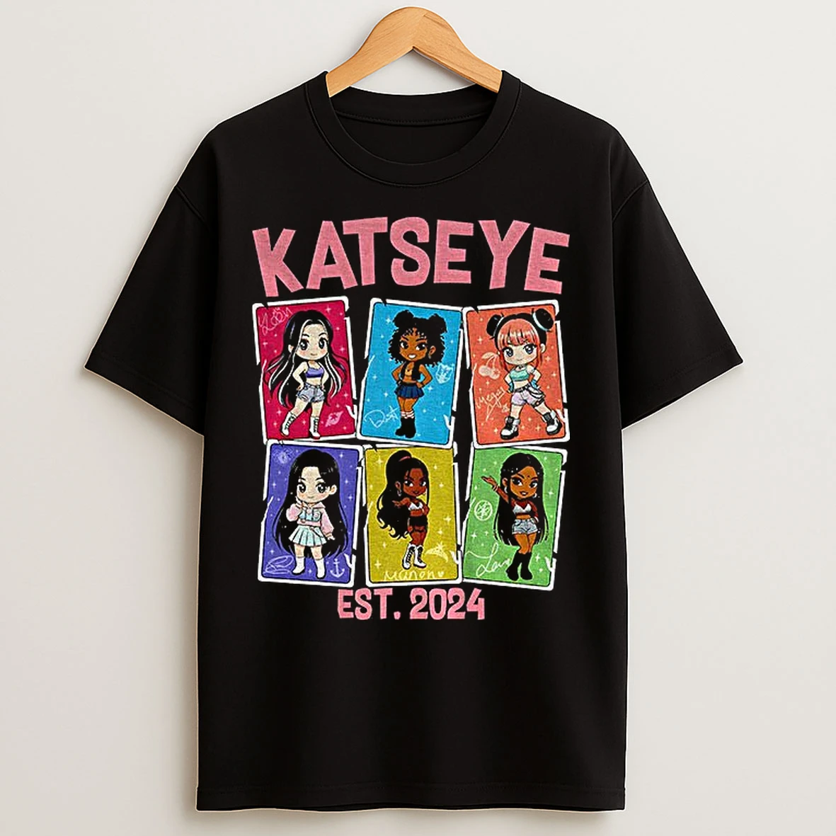 Classic Katseye Katz Yoonchae Daniela Manon Lara Sophia Megan Cartoon T Shirts