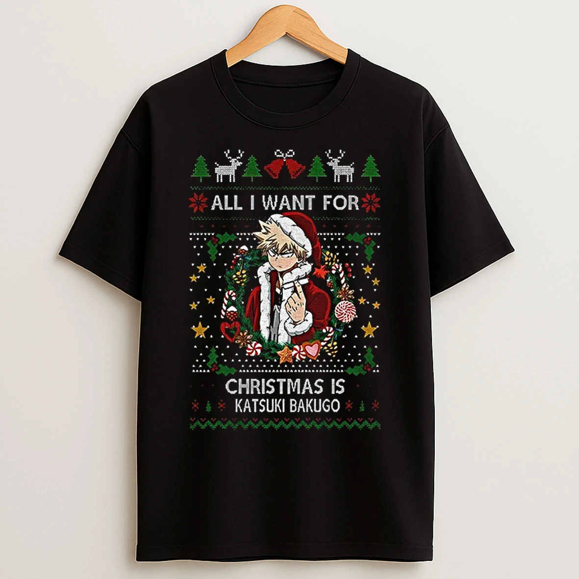 Classic Katsuki Bakugo All I Want For Christmas Is Merry Christmas T Shirts