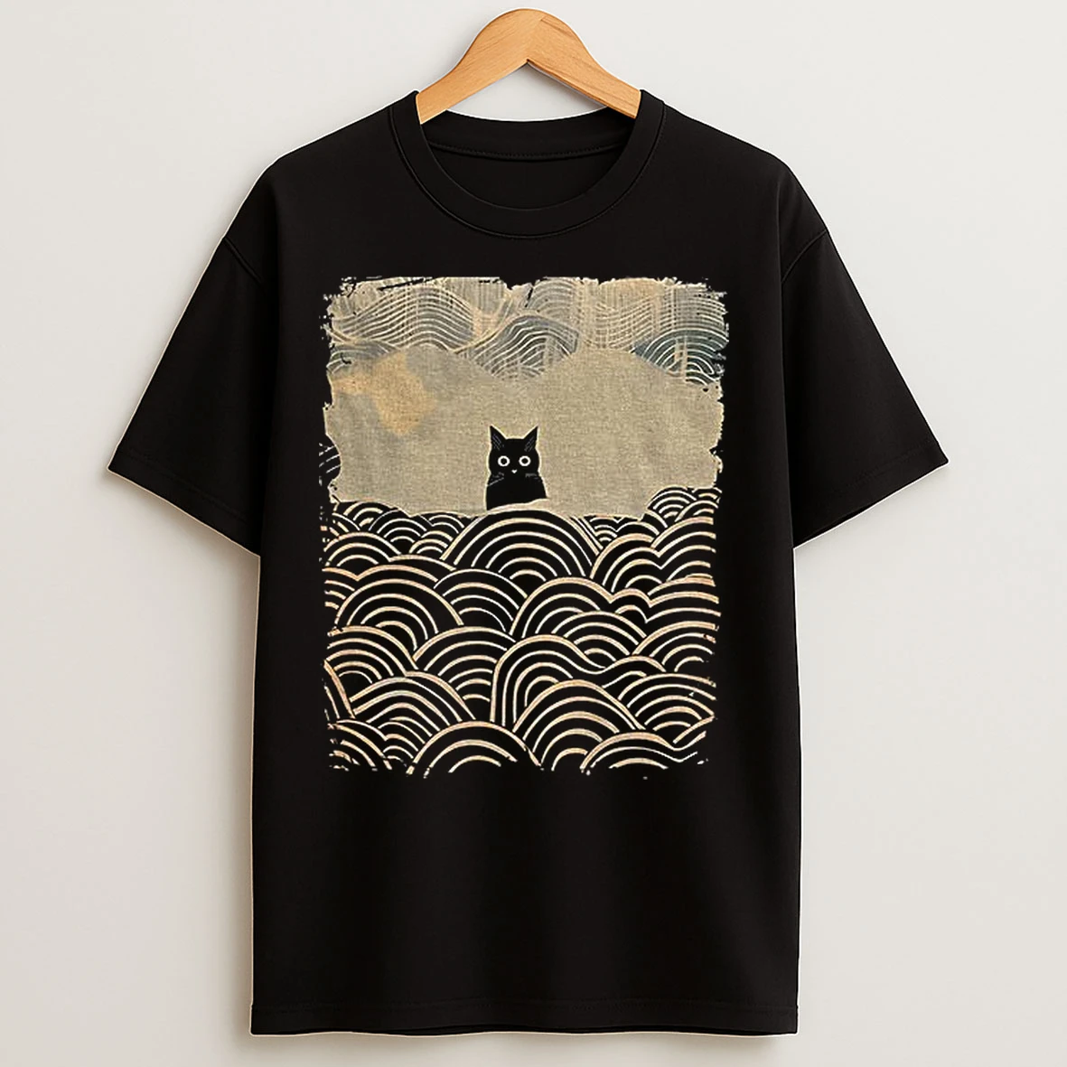 Classic Kawaii Cat Japanese Wave Art Vintage T Shirts