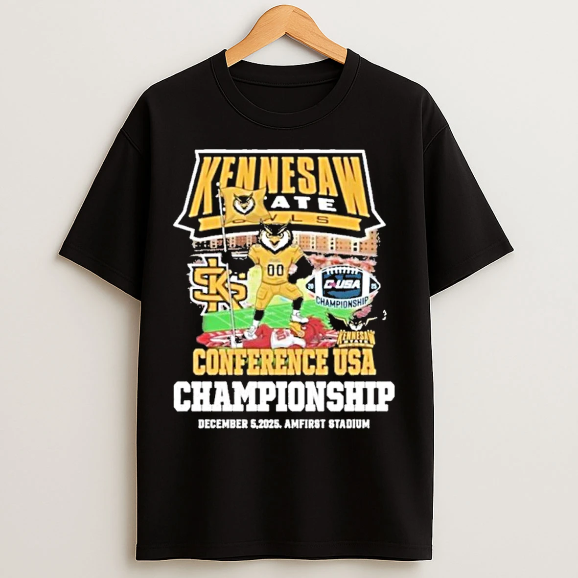 Classic Kennesaw State Owls Mascot 2025 Conference Usa Football Championship T Shirts