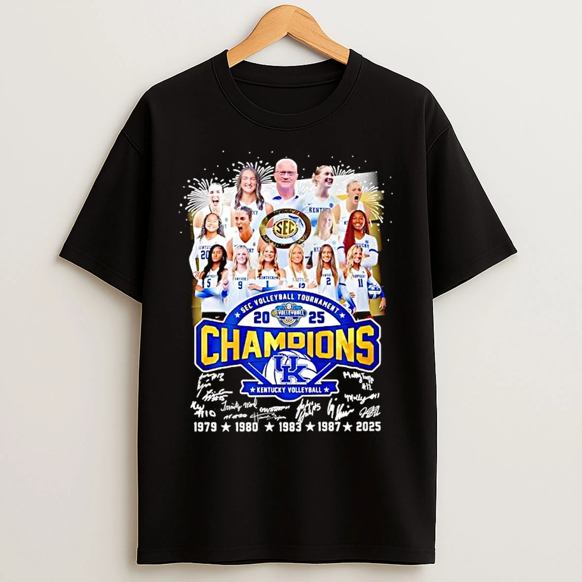 Classic Kentucky Wildcats Sec Volleyball Tournament 2025 Champions Signatures Seasons T Shirts