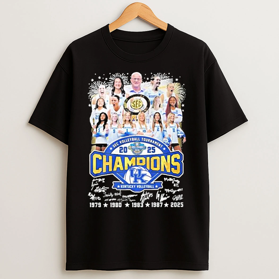 Classic Kentucky Wildcats Teams 2025 Sec Volleyball Tournament Champions Signatures T Shirts