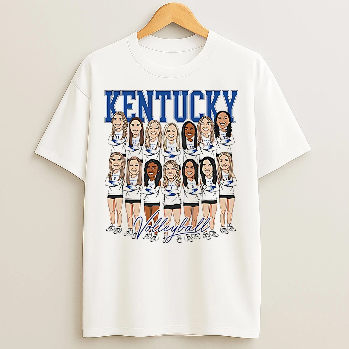Classic Kentucky Womens Volleyball Ncaa Team Caricature 25 26 T Shirts