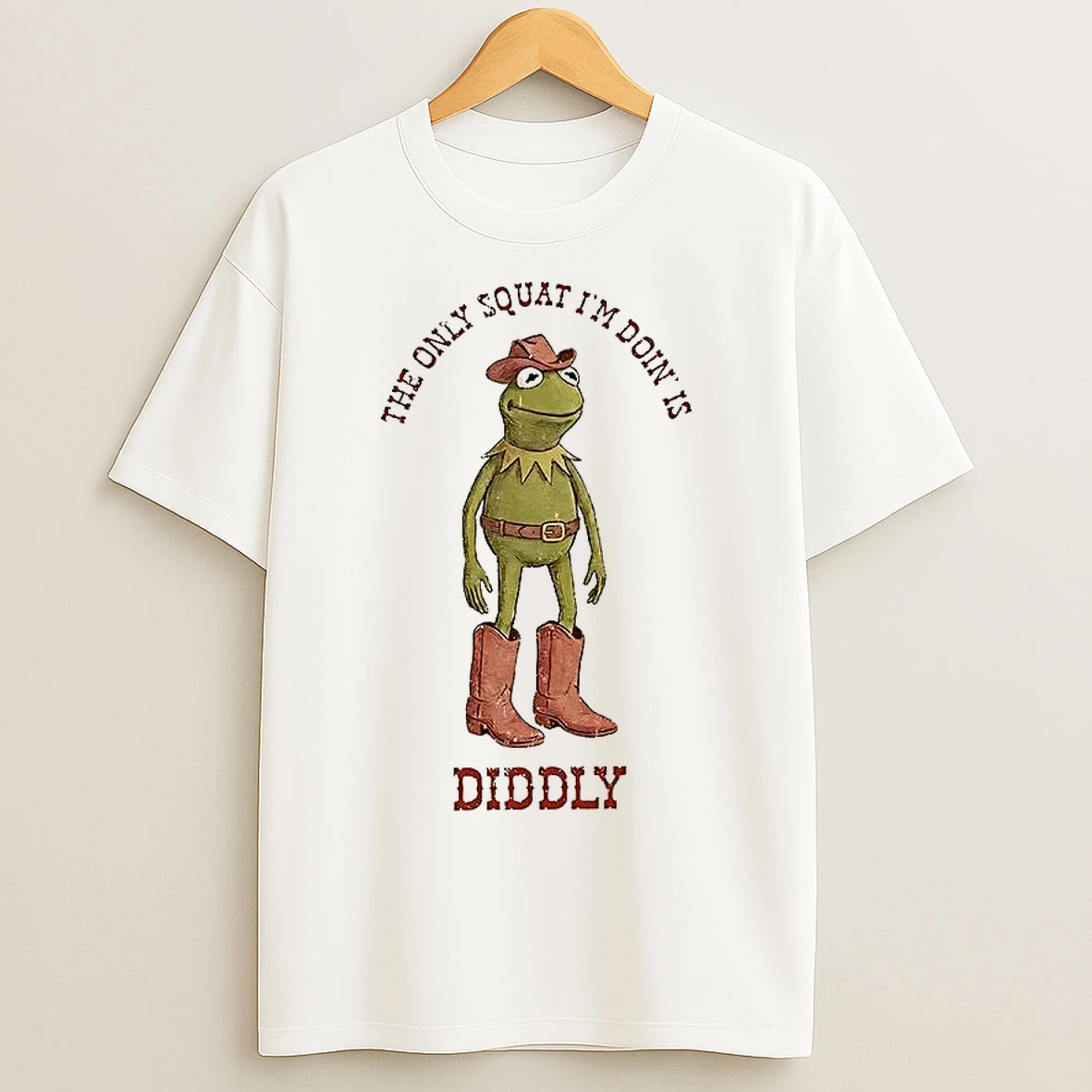 Classic Kermit The Cowboy Frog The Only Squat Im Doin Is Diddly Muppet T Shirts