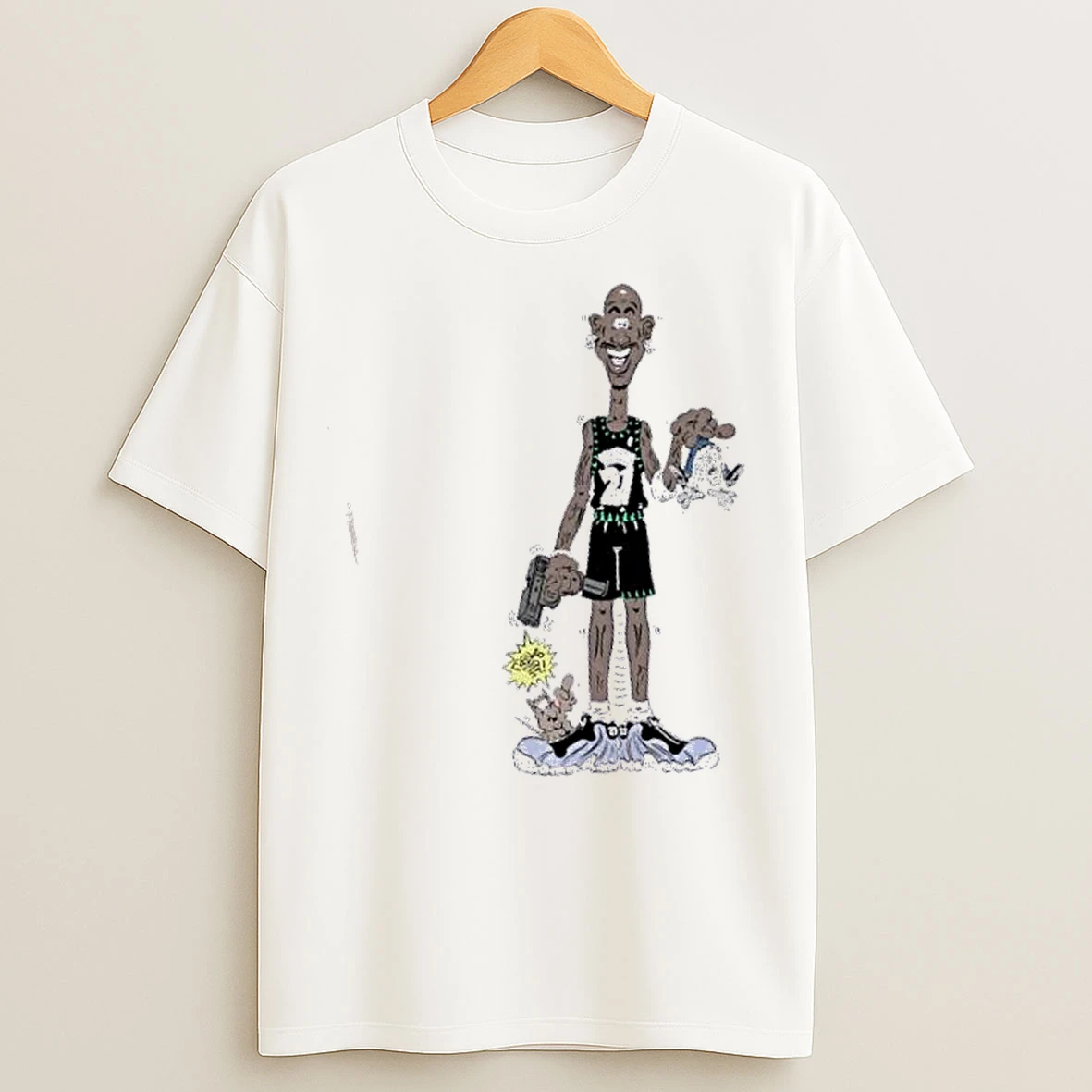 Classic Kevin Garnett Minnesota Timberwolves Caricature T Shirts