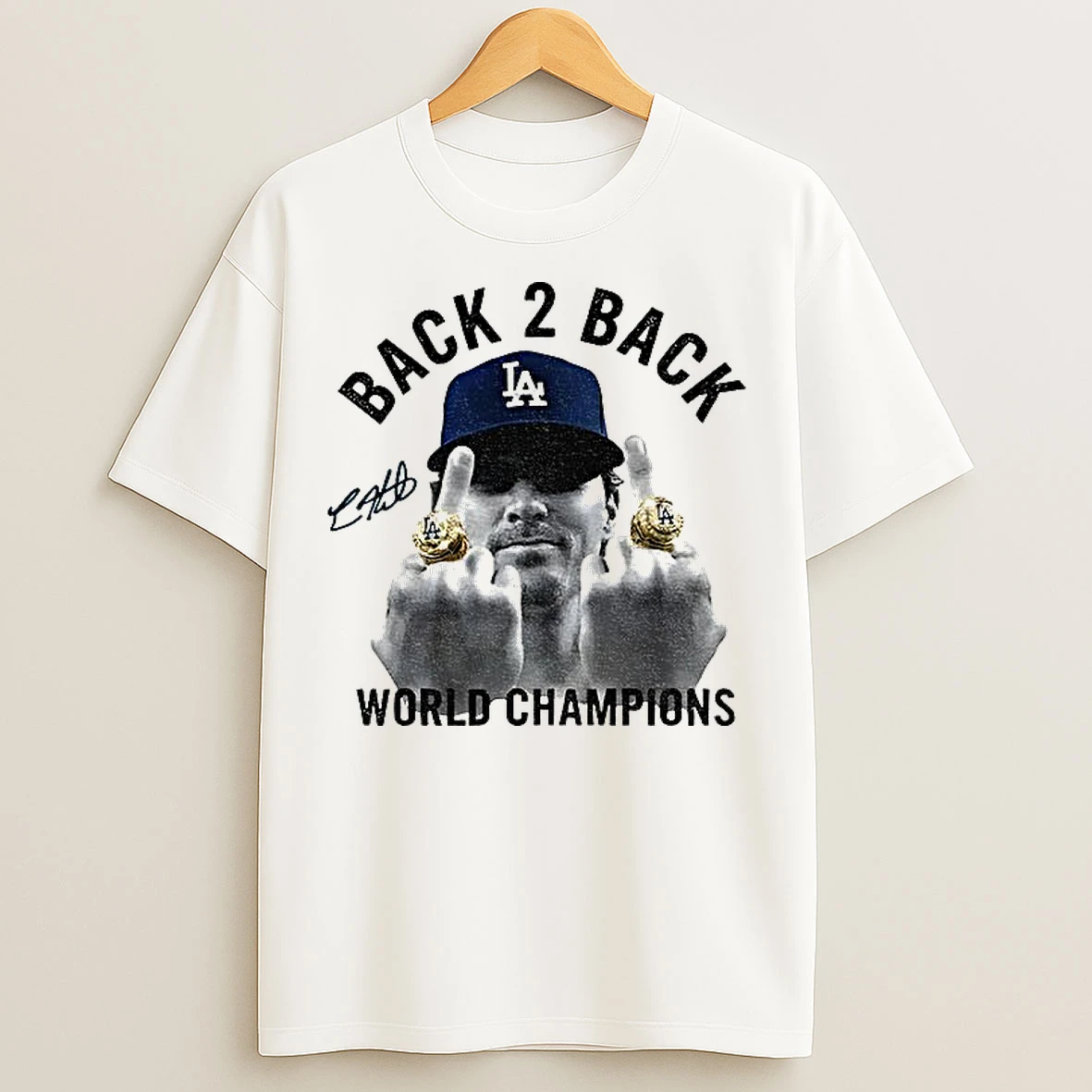 Classic Kike Hernandez Middle Finger Back 2 Back World Series Champs 2025 Signature T Shirts