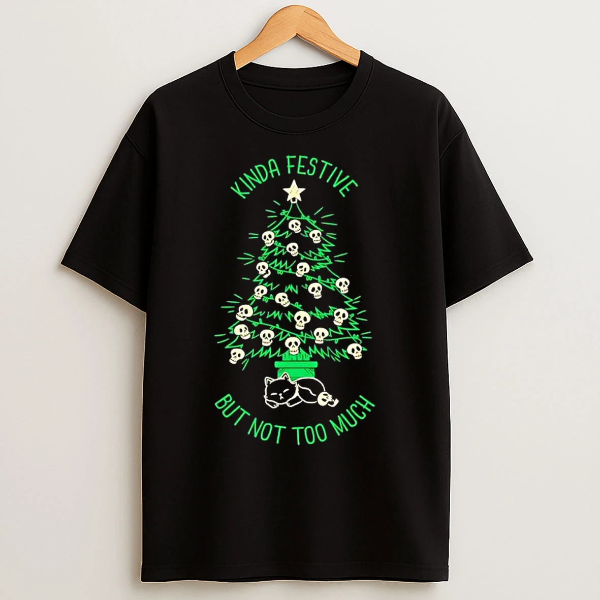 Classic Kinda Festive But Not Too Much Skulls Christmas Tree Cat T Shirts