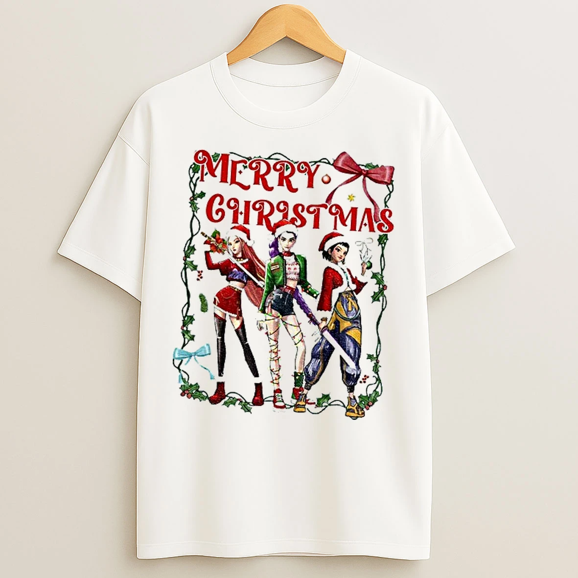 Classic Kpop Demon Hunter Cute Girl Group Winter Merry Christmas T Shirts