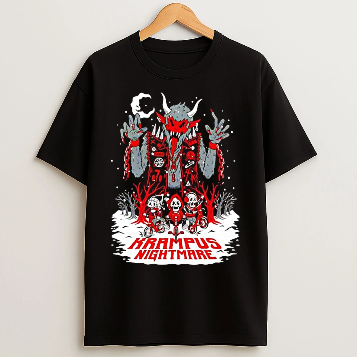 Classic Krampus Nightmare Skeletons Graphic T Shirts