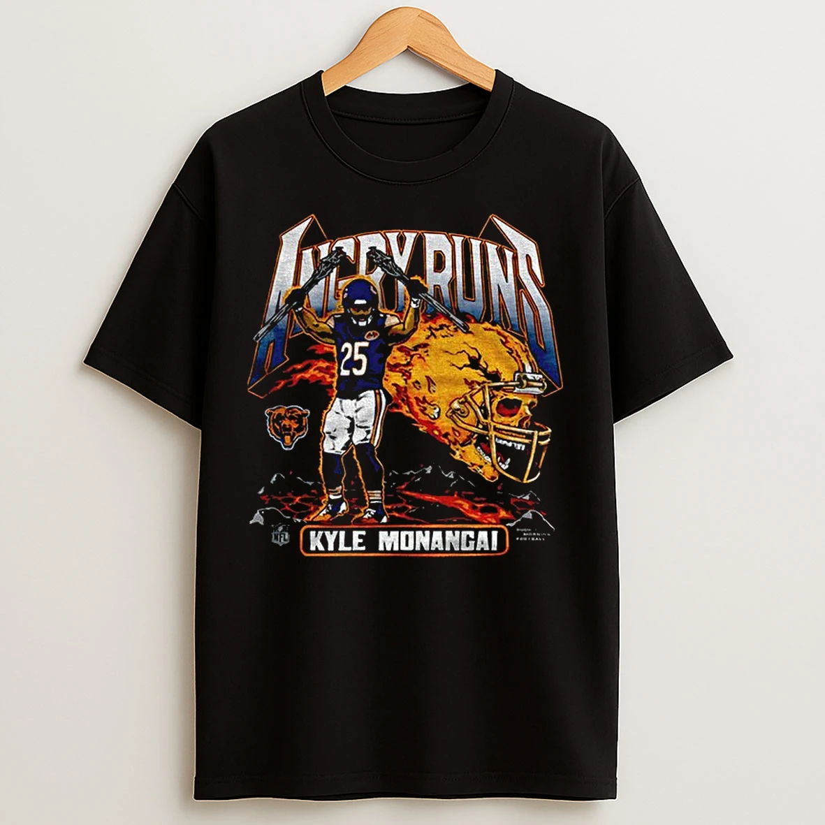 Classic Kyle Monangai Chicago Bears Football Helmet Fire Nfl T Shirts