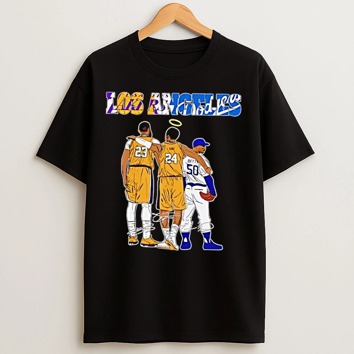 Classic La Lakers Kobe Bryant Lebron James And La Dodgers Mookie Betts T Shirts