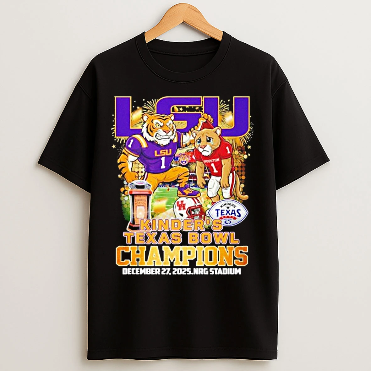 Classic Lsu Tigers Football Kinders Texas Bowl Champions 2025 Mascot T Shirts