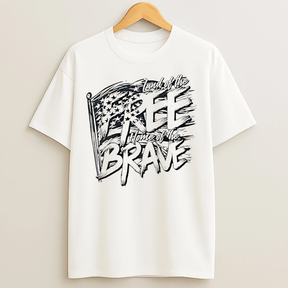 Classic Land Of The Free Home Of The Brave American Flag T Shirts