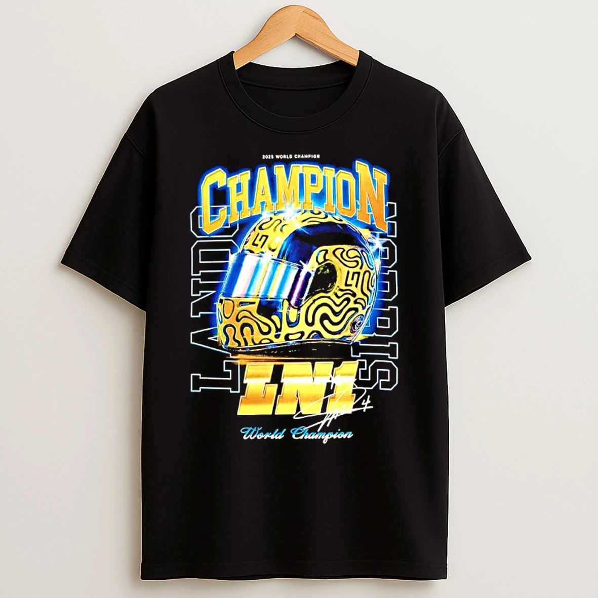 Classic Lando Norris 2025 World Champion Graphic Helmet T Shirts
