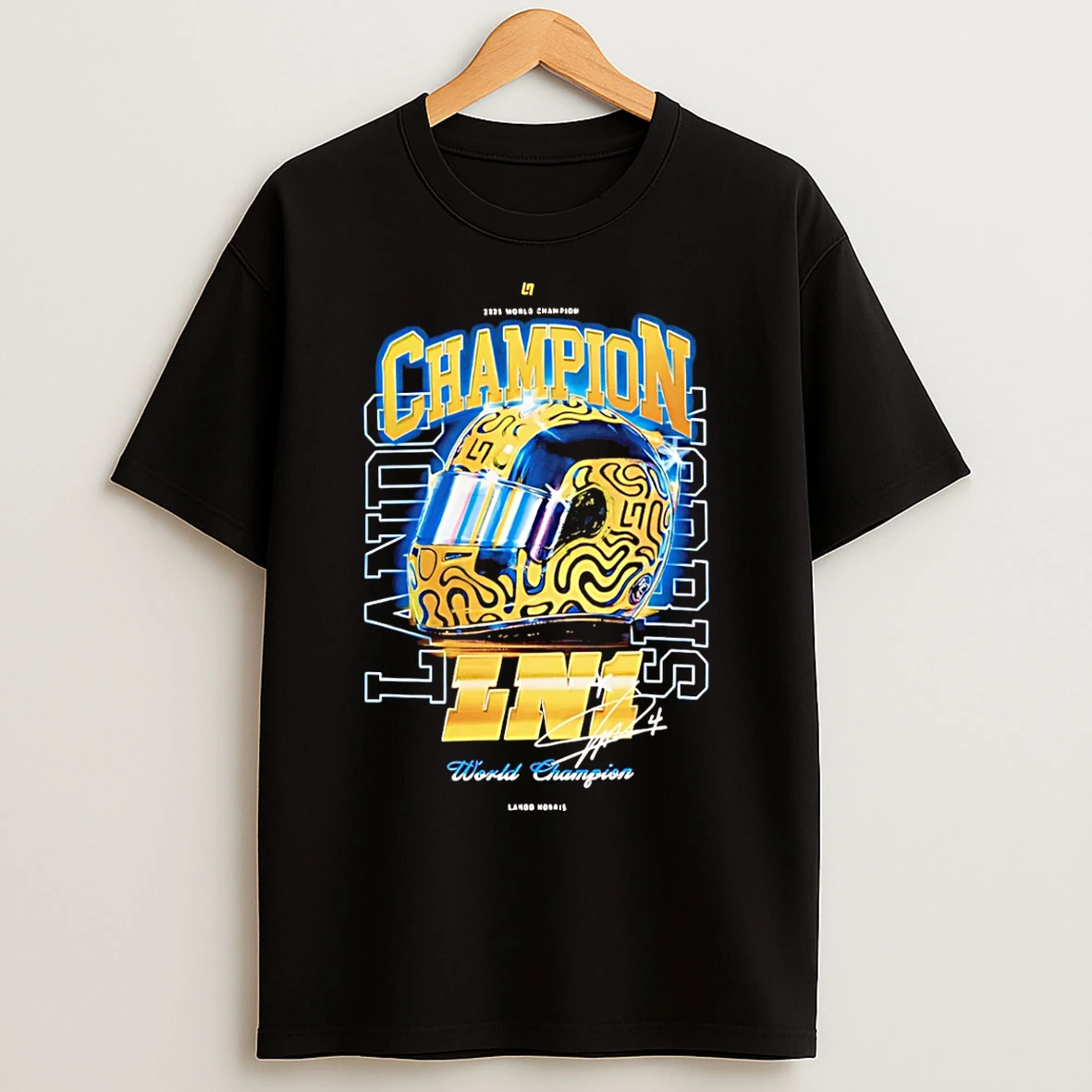 Classic Lando Norris 2025 World Champion Signature Helmet T Shirts