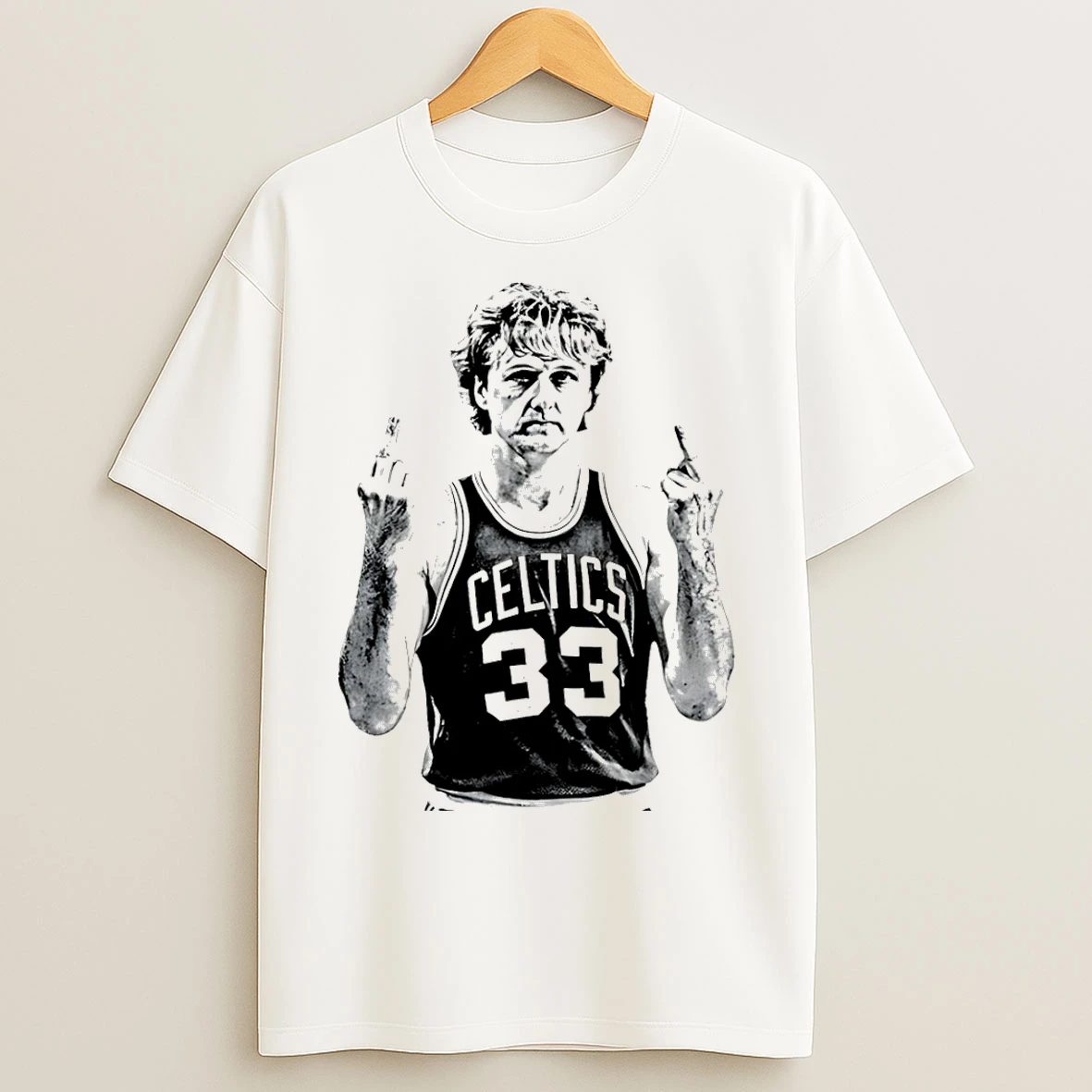 Classic Larry Bird Middle Finger Boston Celtics T Shirts
