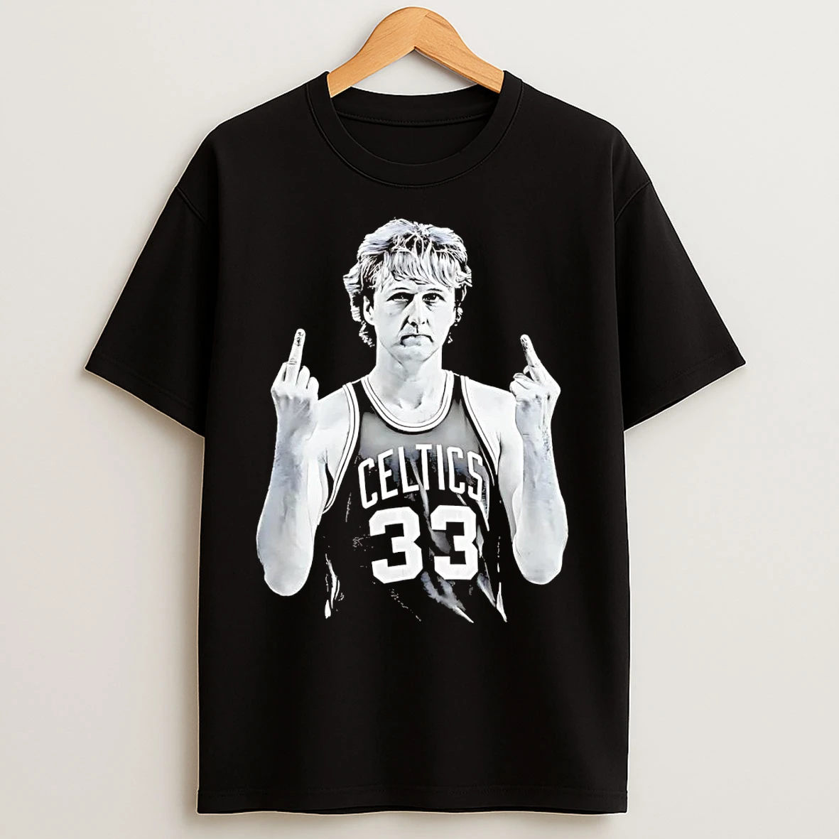 Classic Larry Bird Legend Middle Finger T Shirts