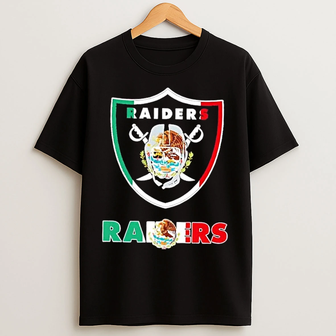 Classic Las Vegas Raiders Football X Mexican Flag Logo T Shirts