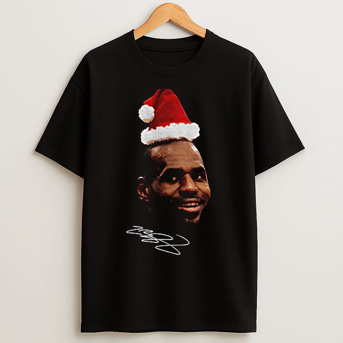 Classic Lebron James Santa Hat Ugly Christmas Signature T Shirts