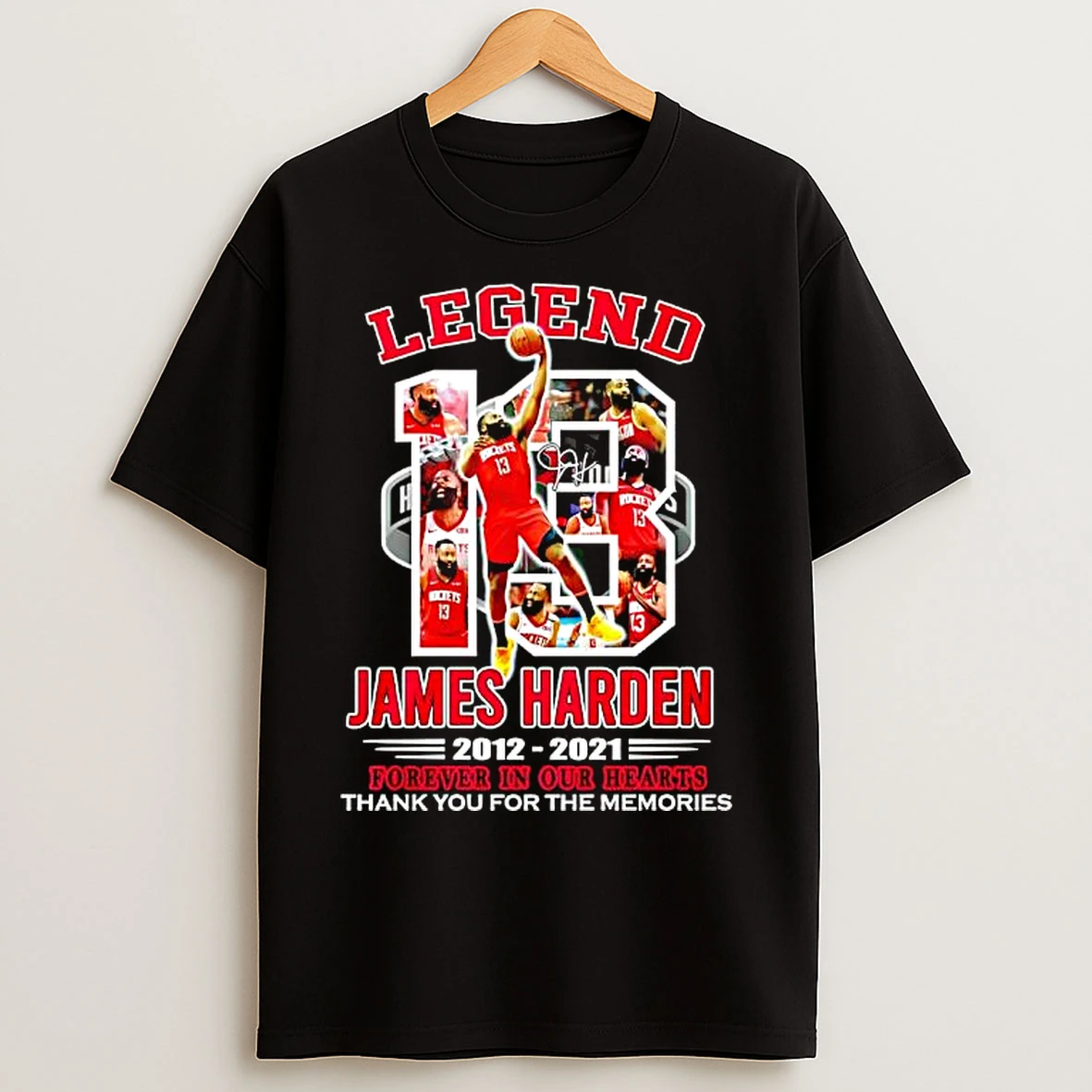 Classic Legend James Harden Houston Rockets 2012 2021 Thank You For The Memories Signature T Shirts