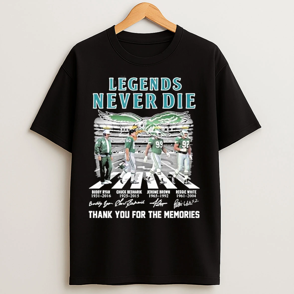 Classic Legends Never Die Philadelphia Eagles Abbey Road T Shirts