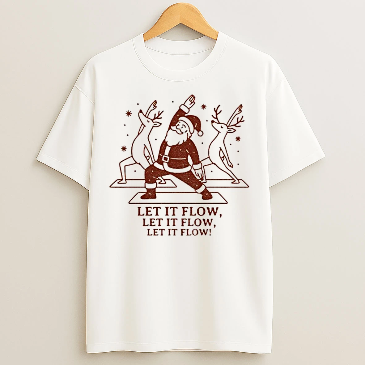 Classic Let It Flow Yoga Santa Christmas T Shirts
