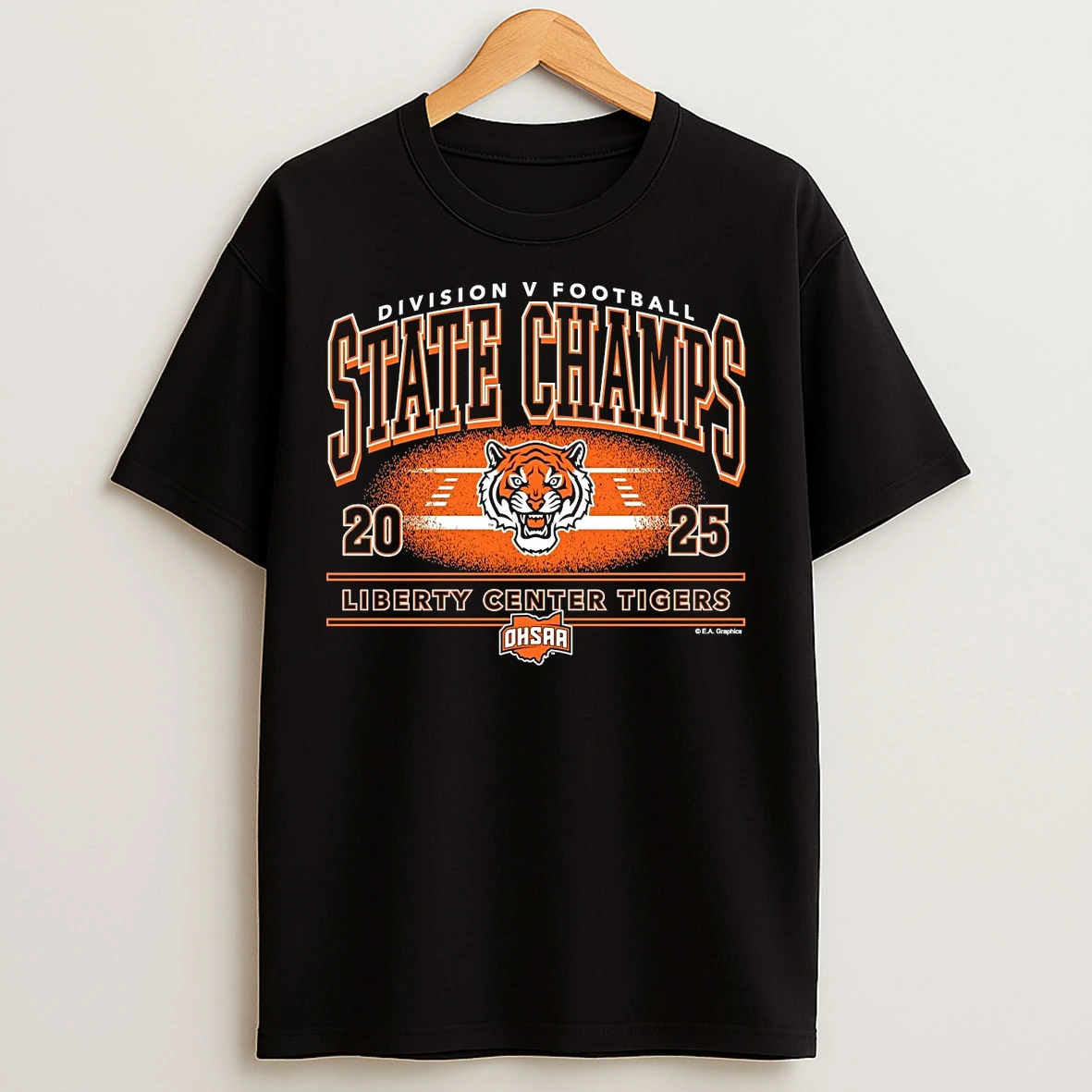 Classic Liberty Center Tigers 2025 Football D5 State Champions T Shirts
